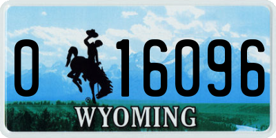 WY license plate 016096