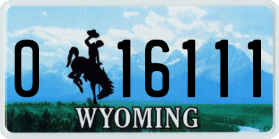 WY license plate 016111