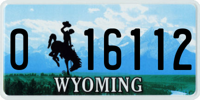 WY license plate 016112