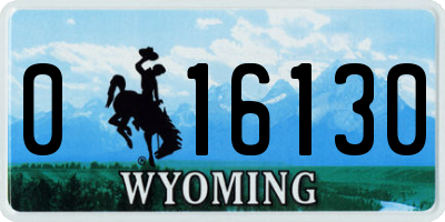 WY license plate 016130