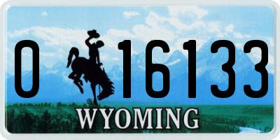 WY license plate 016133