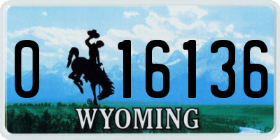 WY license plate 016136