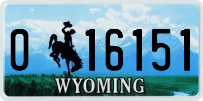 WY license plate 016151