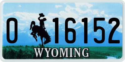 WY license plate 016152