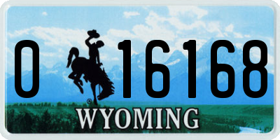 WY license plate 016168