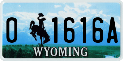 WY license plate 01616A