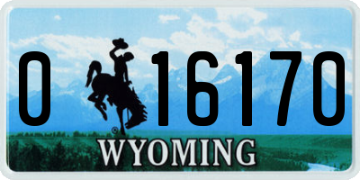 WY license plate 016170
