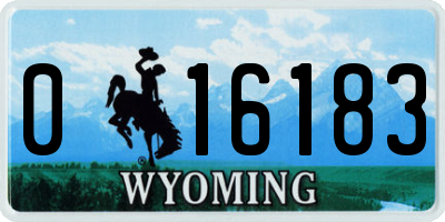 WY license plate 016183