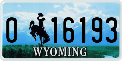 WY license plate 016193