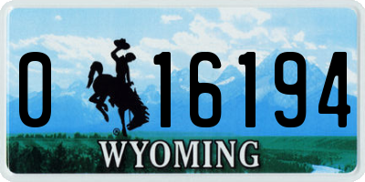 WY license plate 016194