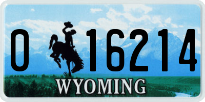 WY license plate 016214