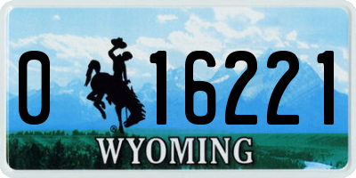 WY license plate 016221