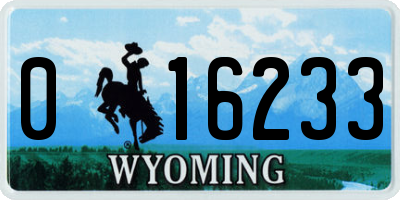 WY license plate 016233