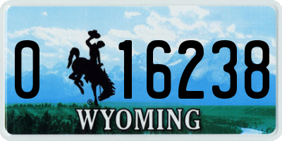 WY license plate 016238