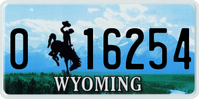WY license plate 016254
