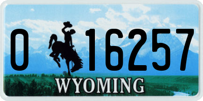 WY license plate 016257