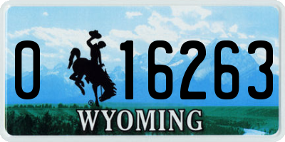 WY license plate 016263