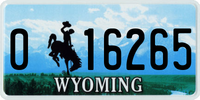 WY license plate 016265