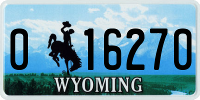 WY license plate 016270