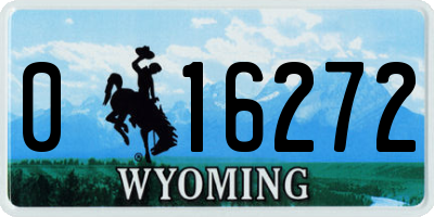 WY license plate 016272