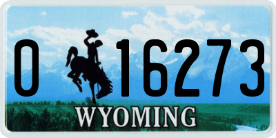WY license plate 016273