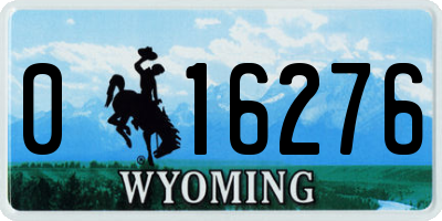 WY license plate 016276