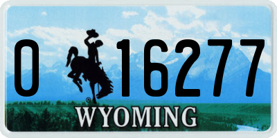 WY license plate 016277