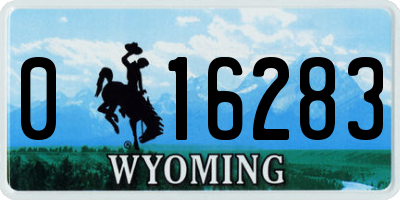 WY license plate 016283