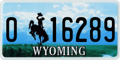 WY license plate 016289