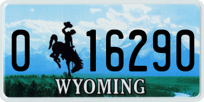 WY license plate 016290