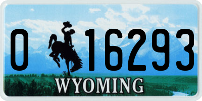 WY license plate 016293