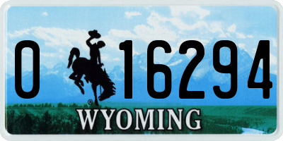 WY license plate 016294