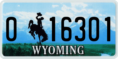 WY license plate 016301