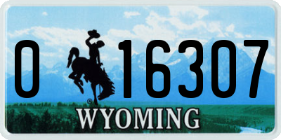 WY license plate 016307