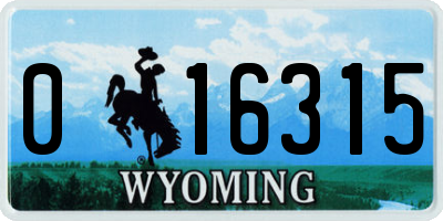 WY license plate 016315