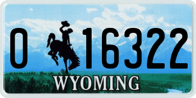 WY license plate 016322