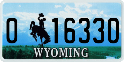 WY license plate 016330