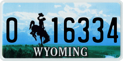 WY license plate 016334