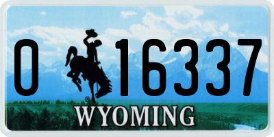 WY license plate 016337