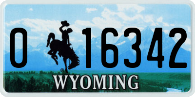 WY license plate 016342