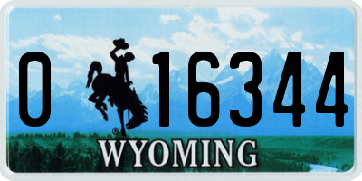 WY license plate 016344