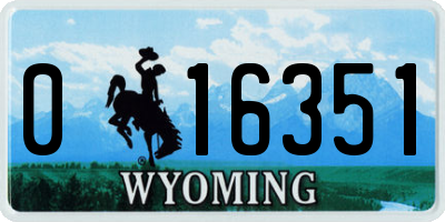 WY license plate 016351