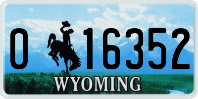 WY license plate 016352