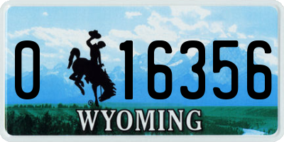 WY license plate 016356