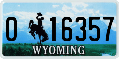 WY license plate 016357