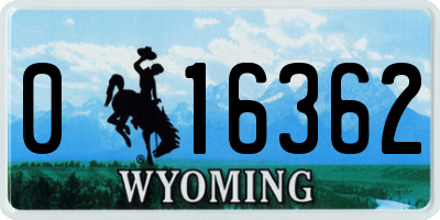 WY license plate 016362