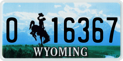 WY license plate 016367