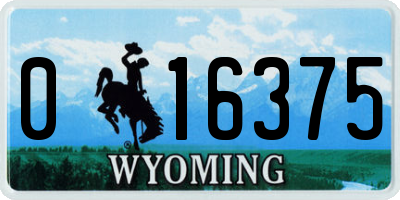 WY license plate 016375