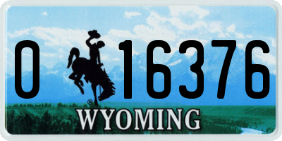 WY license plate 016376