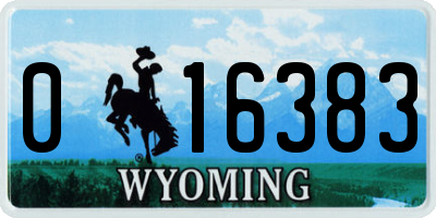 WY license plate 016383